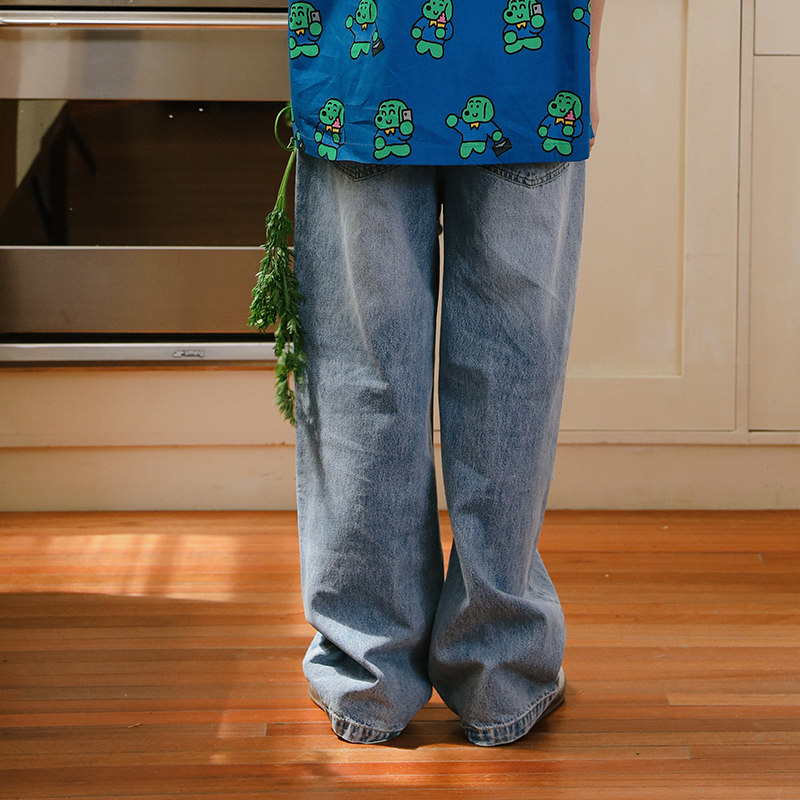 TYAKASHAKID塔卡沙童装裤子男女童水洗牛仔长裤儿童破洞牛仔裤