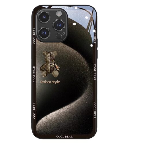 钛金机械熊适用苹果15promax手机壳iphone14潮牌13mini新款防摔12男11女xsmax玻璃xr高级感se378plus保护套6s - 图3