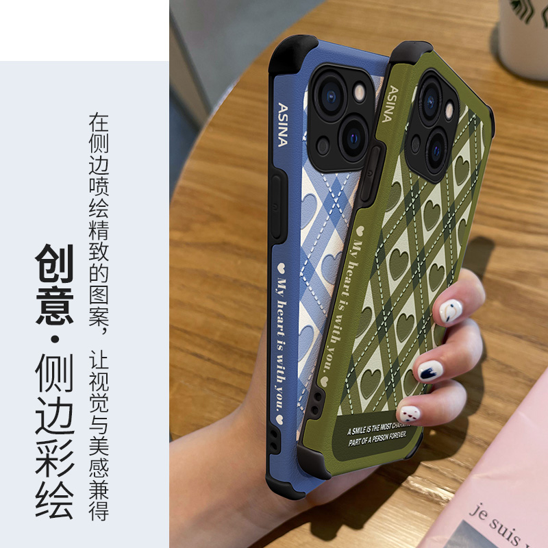 MASFEIL × 复古皮纹适用苹果13手机壳12小羊皮高档iPhone13Promax保护套max网红新款ip11全包防摔硅胶ip13Pr - 图1