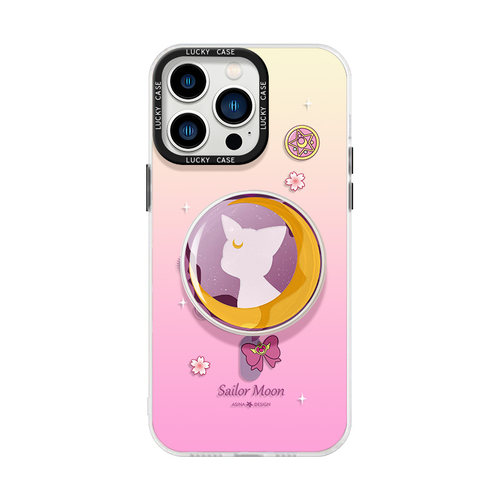 MASFEIL × 星空露娜适用苹果16Promax手机壳14磁吸支架iPhone16保护套13网红镭射ip15卡包全包12防摔max女款 - 图0