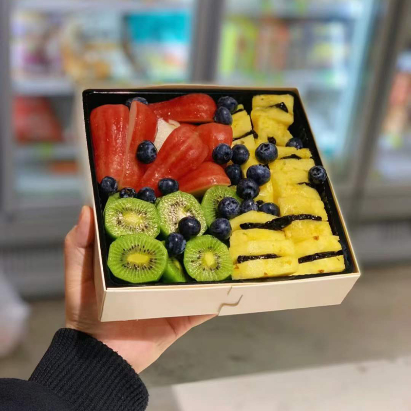 水果打包盒一次性便当盒可降解快餐盒果切拼盘盒子木质寿司包装盒