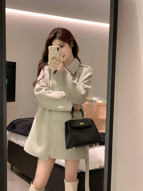 Justqin Elephant Gray Double-Side Tweed Coat