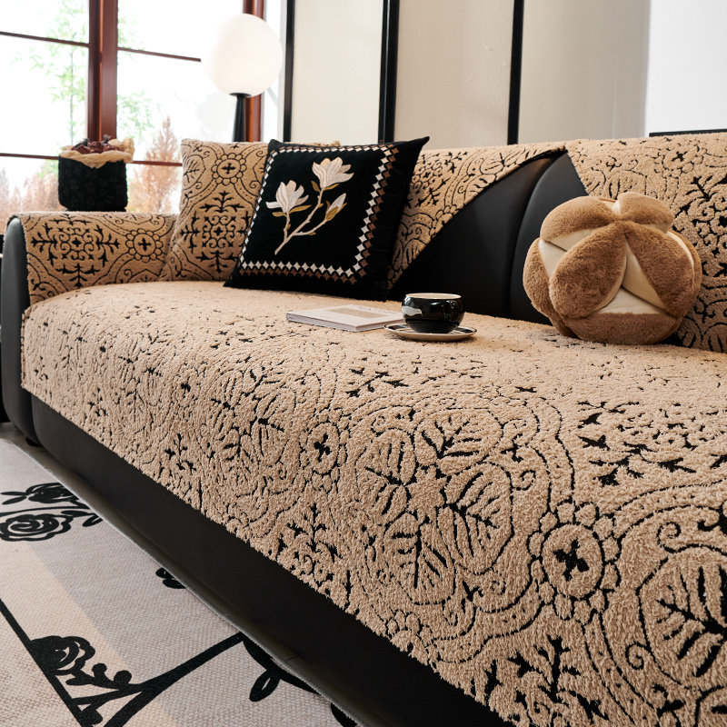 中古风法式半边绒沙发垫四季通用防滑沙发布氛围感防滑套罩坐垫子,淘宝优惠券,粉丝福利购,淘宝优惠卷