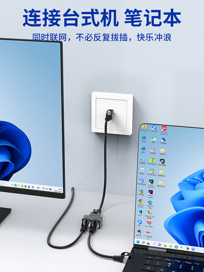 Broadband network cable splitter one into two