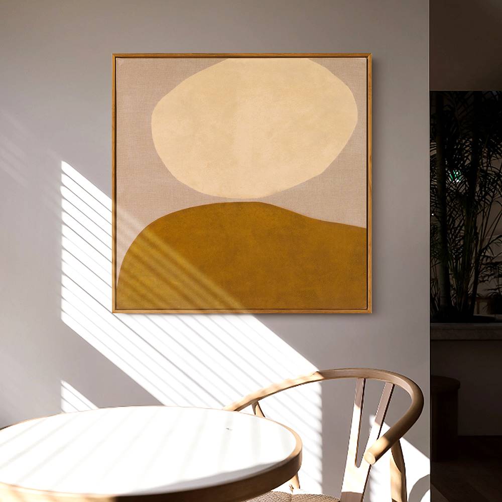 原木风客厅沙发背景墙挂画简约抽象暖色块奶油风装饰画日式侘寂风-图0