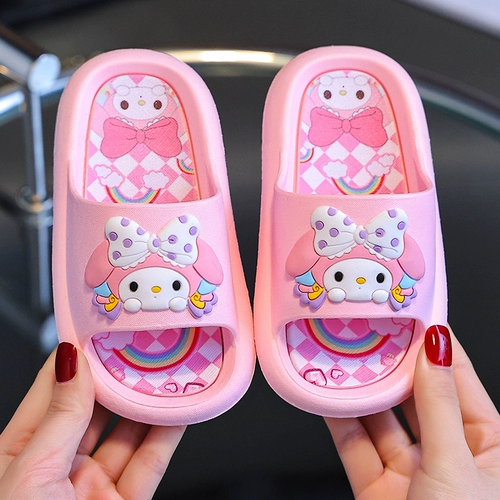 Детские тапочки, летняя милая обувь для принцессы, мультяшные нескользящие слайдеры, семейный стиль