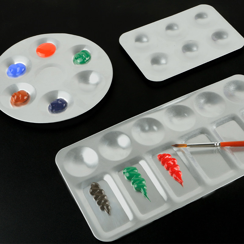 金属调色盘美术生专用画画调色碟油画丙烯调色工具铝制大号画盘 - 图3