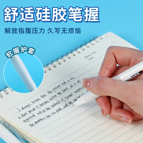 弘文RS60本味小白笔速干高颜值刷题笔学生考试用按动中性笔ST笔头按动笔水笔签字笔黑笔小白笔ins风碳素笔 - 图0