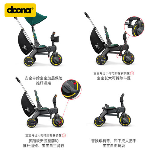 Doona Liki S5婴儿推车宝宝儿童三轮车遛娃神器1-3岁脚踏车可折叠 - 图0