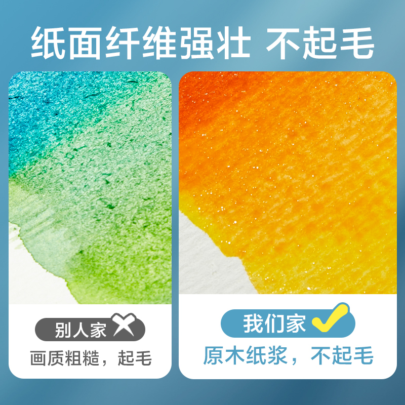 Touchmark8k水彩纸4k画纸专业美术生专用细纹中粗纹加厚200g水彩水粉颜料绘画专用纸儿童8开4开画画纸素描纸-图0