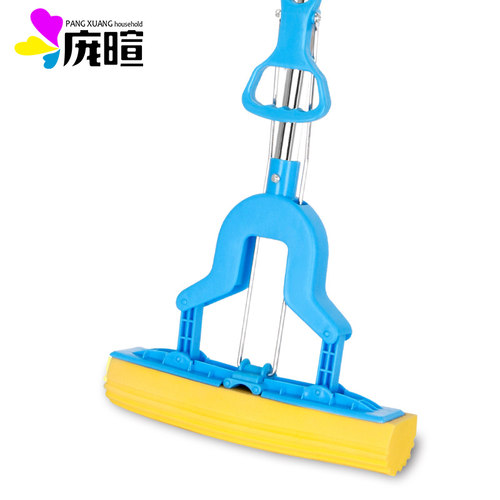吸水海绵拖把头对折式家用胶棉拖把懒人地拖布旋转免手洗干湿两用 - 图0