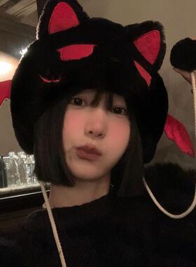 Halloween plush hat, children's warm hat万圣节卡通猫耳朵帽子