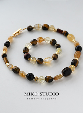 金霸原创设计黄水晶虎眼石招财水晶手串明星同款金霸黄水晶