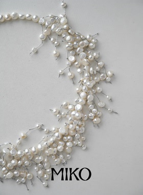 秋冬新款项链轻奢优雅高级感淡水珍珠烟花链锁骨链气质颈母亲节礼