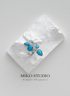 冬季新款纯银戒指设计小众绿松石戒指女情侣对戒轻奢高级感小众