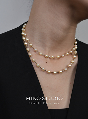 25新款纯银项链天然海水akoya叠戴双层长款珍珠毛衣链母亲节礼物