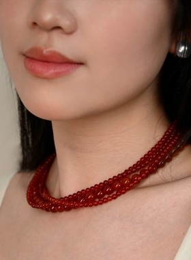 天然复古红玛瑙米扣miko天然珍珠