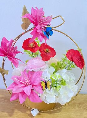 北欧轻奢仿真花篮绢花假花摆件家居客厅玄关餐桌摆设装饰花艺插花