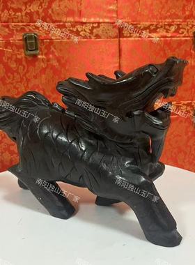 天然独山玉麒麟一对摆件招财镇宅玉石麒麟办公室家居风水开业礼品