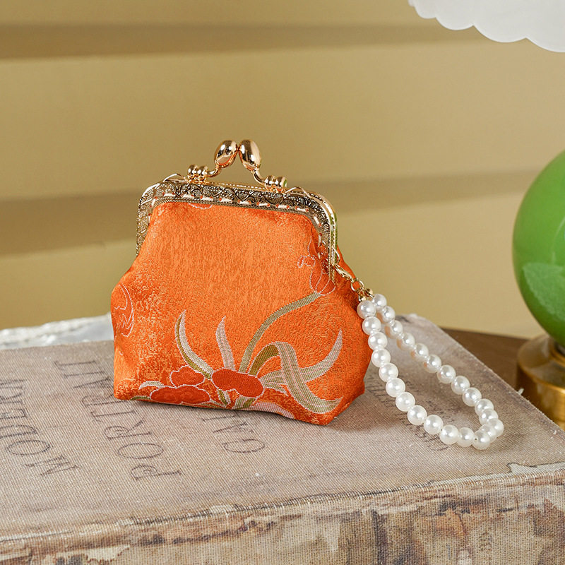 锦洛提花织锦珍珠手提小零钱包  国风旗袍汉服古风链条单肩包现货,淘宝优惠券,粉丝福利购,淘宝优惠卷