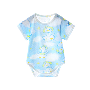 婴儿连体衣夏季薄款宝宝纯棉短袖哈衣爬服包屁衣新生儿衣服三角衣