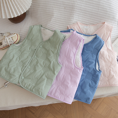 儿童加绒马甲宝宝秋冬款婴儿冬季马甲上衣男女童马夹一体棉内胆