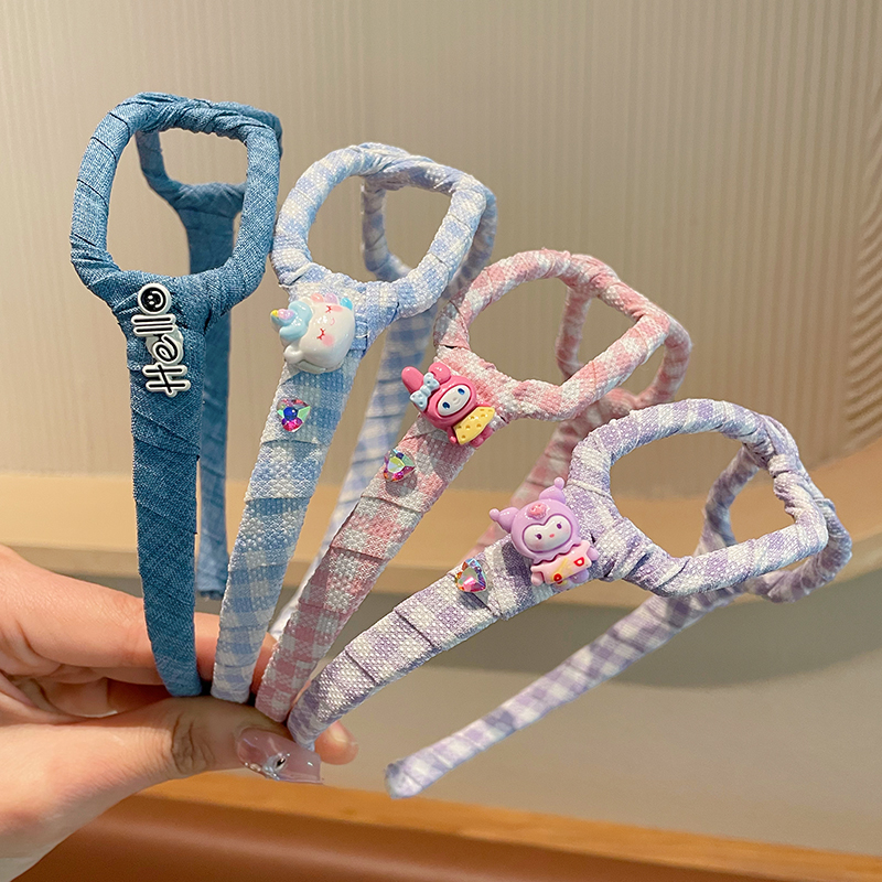 库洛米儿童卡通眼镜框发箍女不勒头高级头箍女孩发卡高颅顶发饰 - 图0