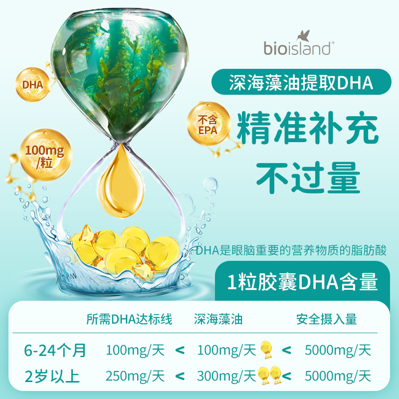 bio island婴幼儿dha藻油60粒胶囊 bioislandCW海外DHA/核桃油