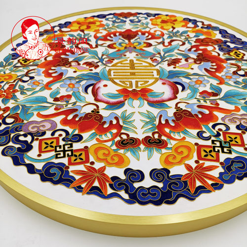 《五福祝寿》景泰蓝掐丝珐琅画diy材料包新中式装饰画贺寿礼非遗 - 图3