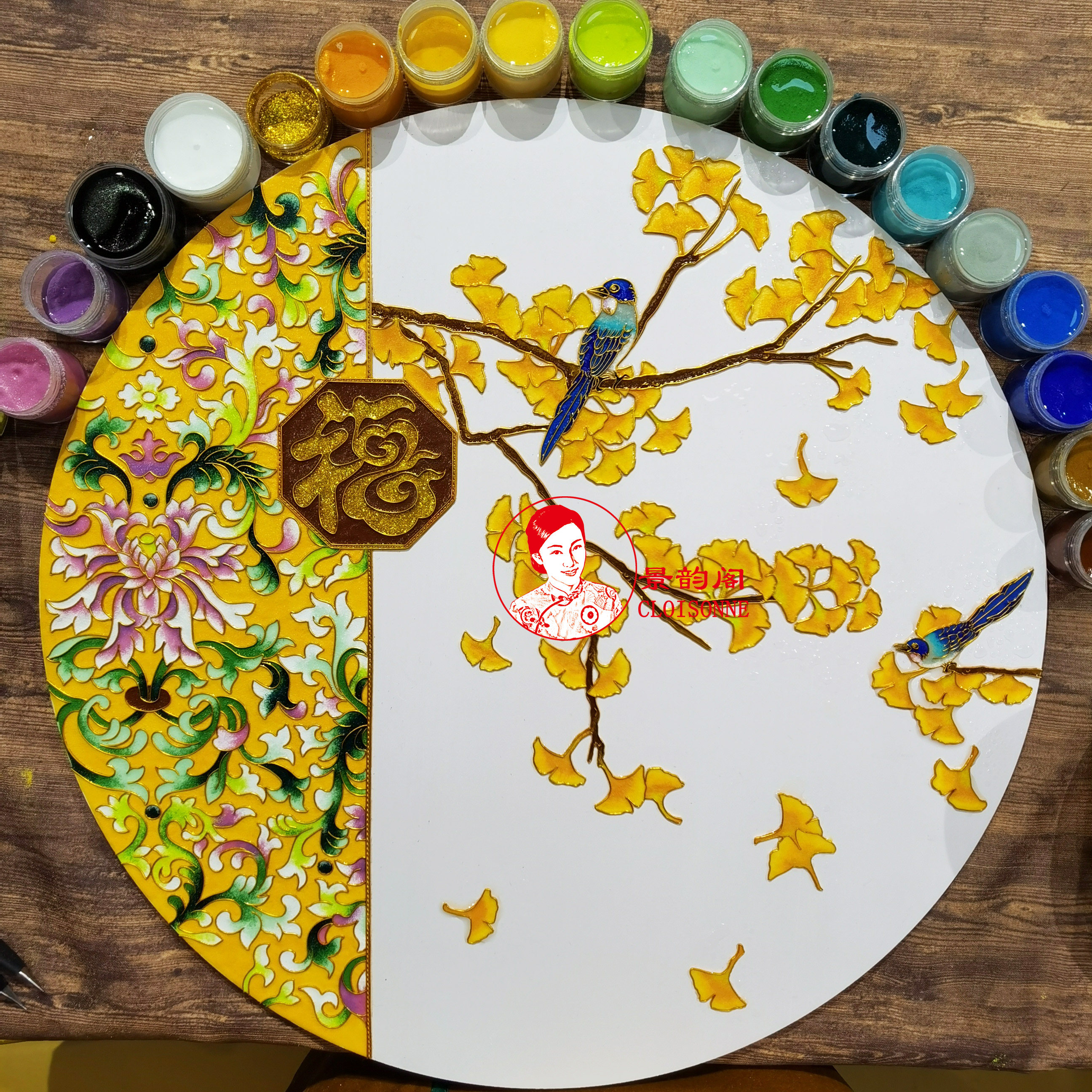 《金色满堂》景泰蓝掐丝珐琅画diy材料包手工画掐丝画好寓意挂画_虎窝淘