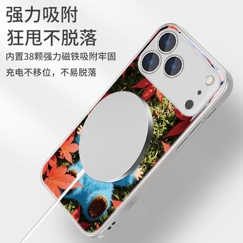 wakuku适用苹果iPhone17air新款MagSafe磁吸手机壳15plus可爱哇库库14pm超火潮玩13pmx玻璃电话壳16promax女 - 图2