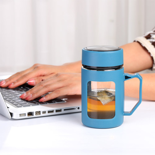 水杯男女带把手防烫简约家用办公室玻璃杯泡茶杯带盖杯子定制logo - 图3