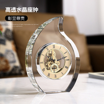 2023 new crystal seat clock Home desktop sitting clock Living room Fashion air clock swing piece machinery placement style