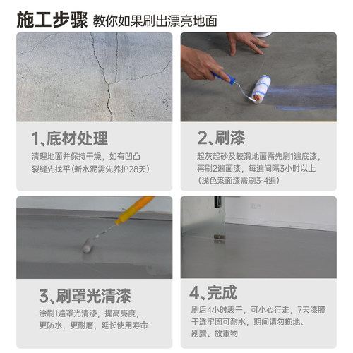 楼梯地坪漆踏步台阶翻新漆防滑耐磨地面漆防水防晒家用自刷油漆 - 图3