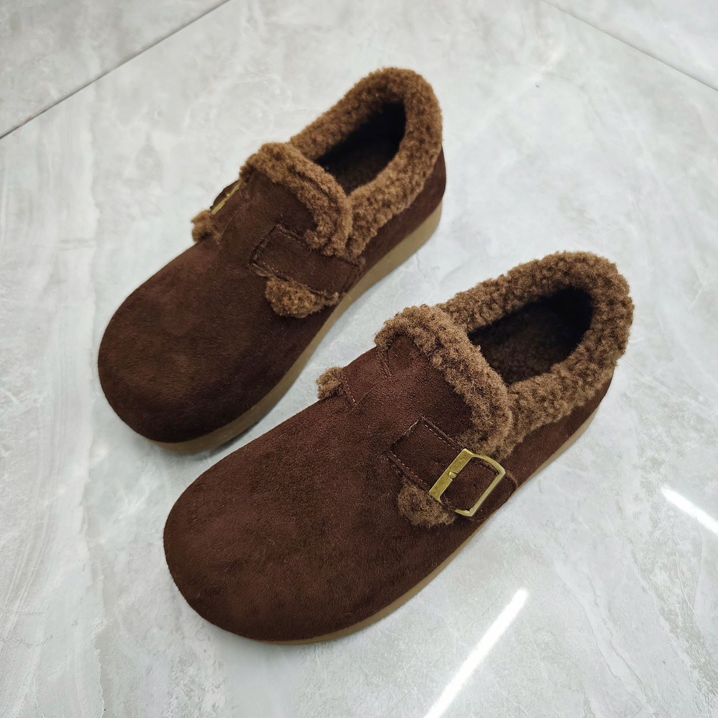 加绒加厚棉鞋女款冬季外穿保暖一脚蹬豆豆鞋防滑平底毛毛鞋孕妇鞋,淘宝优惠券,粉丝福利购,淘宝优惠卷