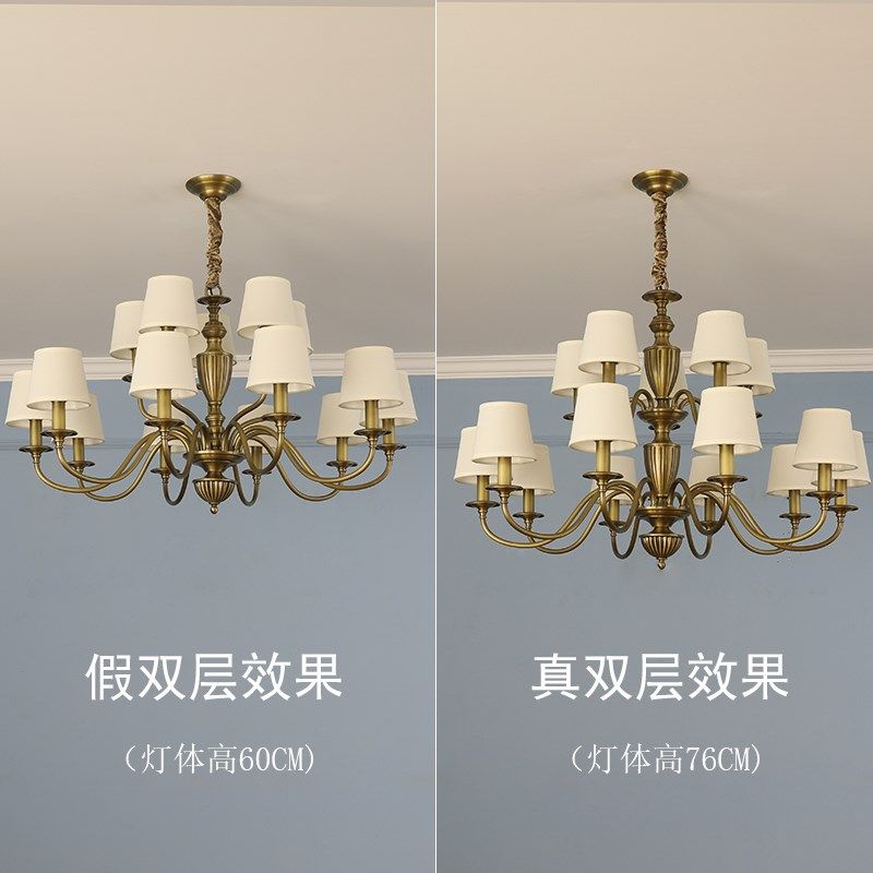 美式古铜色别墅挑高双层客厅灯具简约现代排屋大气玻璃罩全铜吊灯,淘宝优惠券,粉丝福利购,淘宝优惠卷