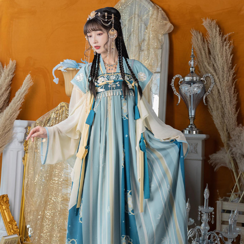 池夏敦煌曲鹤羽唐褙子对襟短衫汉服 池夏汉服