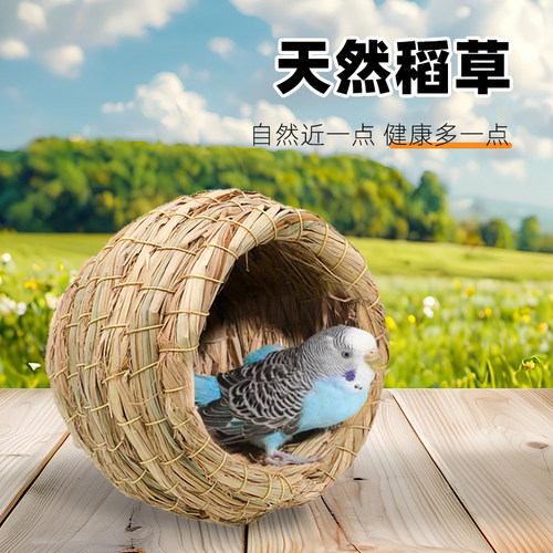 鸟窝鹦鹉窝草编鸟巢虎皮牡丹小太阳珍珠鸟睡觉保暖小鸟椰子壳椰壳 - 图0