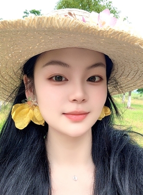 黄色布艺花朵耳环旅游度假夸张耳饰耳钉耳坠耳夹2025春夏新款女潮