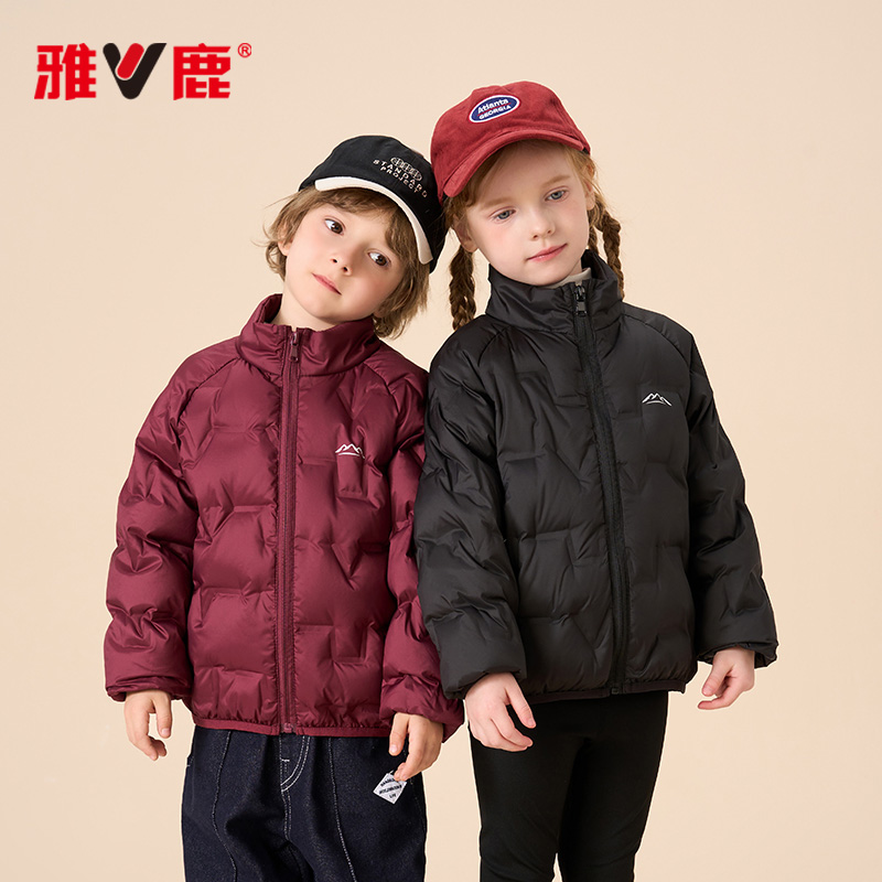 雅鹿儿童羽绒服外套秋冬轻薄保暖男童女童白鸭绒冬装校服神器内胆 - 图0