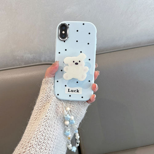 适用于苹果x手机壳xs不包镜头xsmax波点xr小狗iphonex带支架iphone8x可爱ipx10xmax蓝色防摔iponex软壳ix叉r - 图1