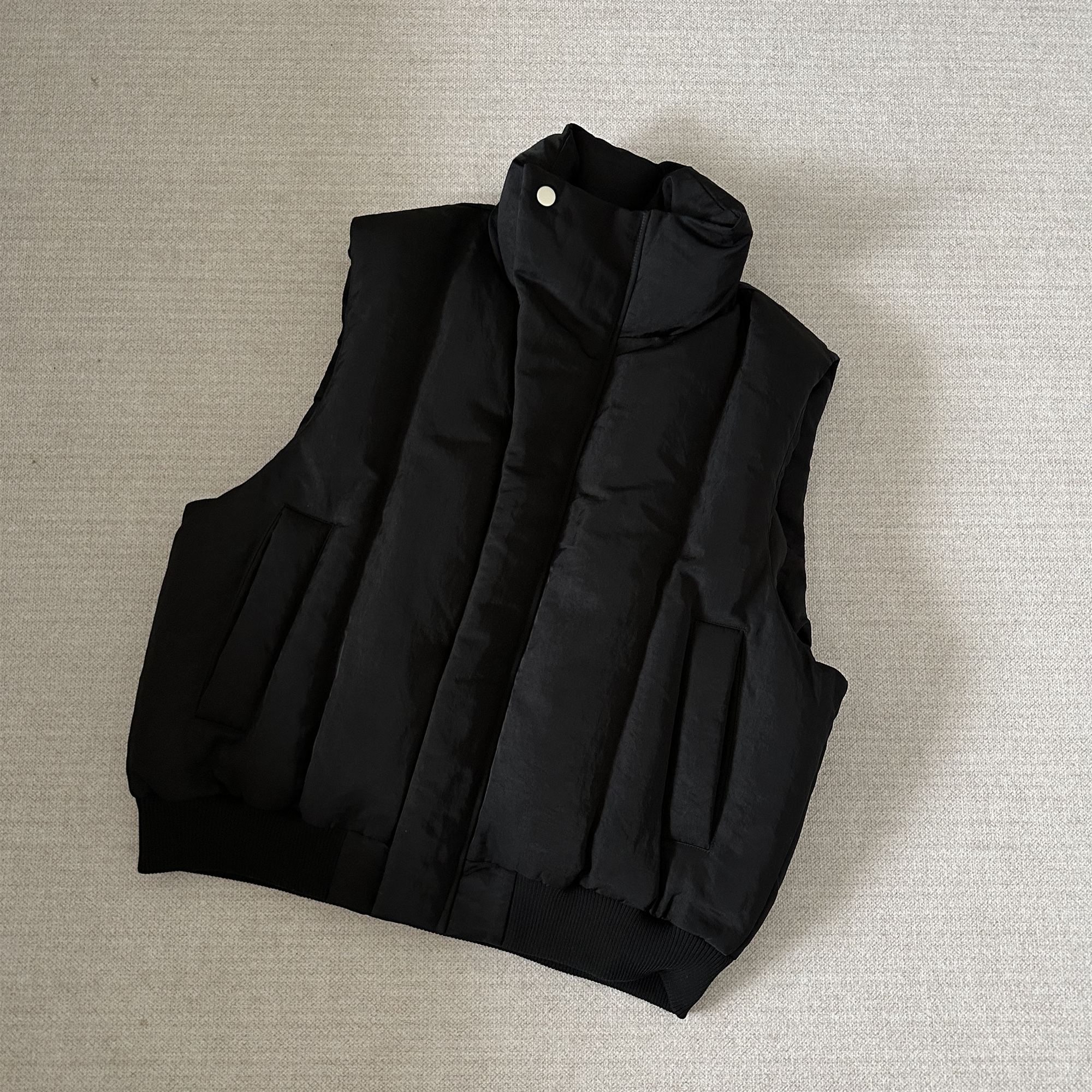 NOVACAM 休闲美式廓形立领弯刀领扣设计感重磅质感马甲男保暖背心 - 图2