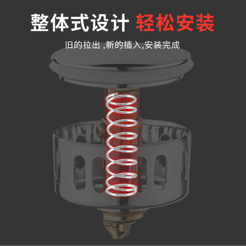 通用型弹跳芯洗脸盆下水器洗手面盆台盆不锈钢按压式过滤漏水塞子 - 图1