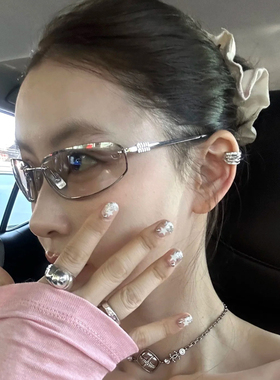 miu无框y2k千禧风墨镜女2026新款高级感复古猫眼太阳眼镜防紫外线