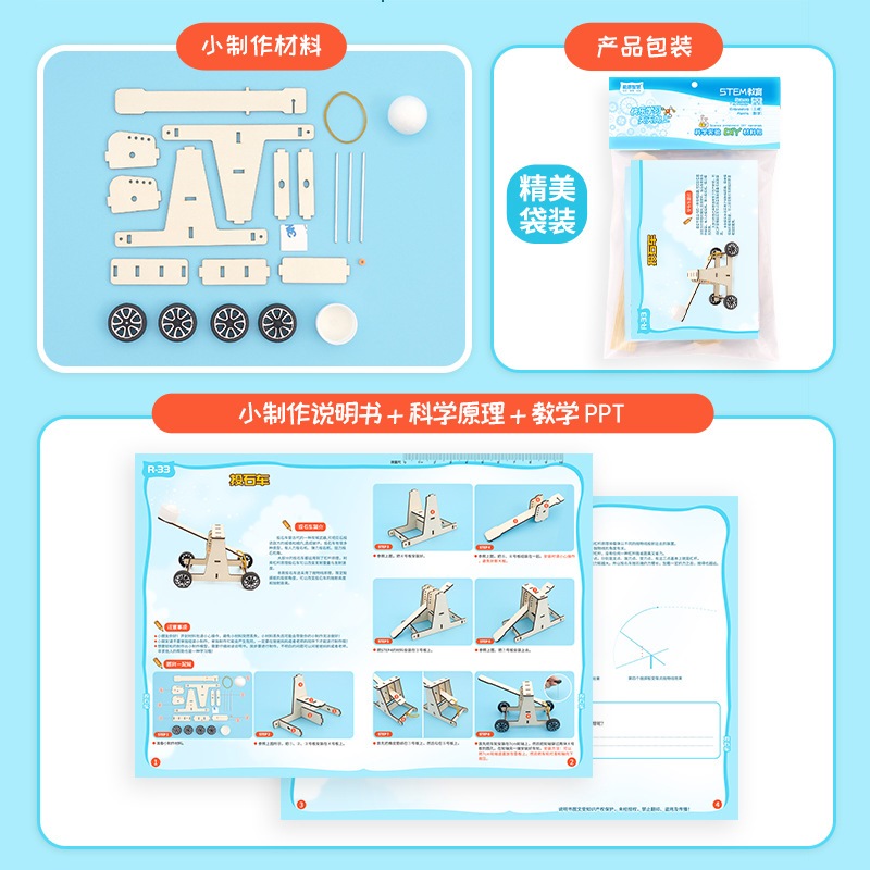 投石机小车杠杆原理物理科学实验科普教学科技小发明手工制作diy-图0