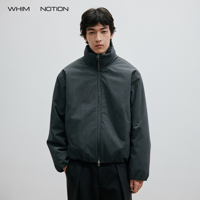 WHIMNOTION 25AW「立体分割结构」3M新雪丽羊毛混纺立领棉服夹克 - 图0