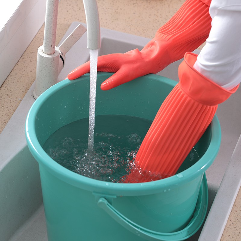 冬天洗碗手套女家务厨房耐用型加长加绒橡胶皮洗衣服加厚家用清洁