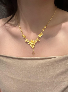 金包银繁花似锦婚嫁花朵三生花吊坠订婚结婚项链女三生花繁花送礼