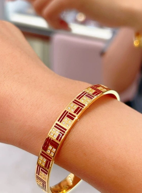 金包银传福手镯周家同款百福传福手镯手串送女友礼物金包银手镯