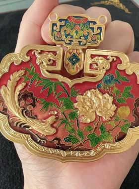 金包银珐琅彩吊坠女錾刻高温烧蓝锁包支持定制古风项链仿真情人节